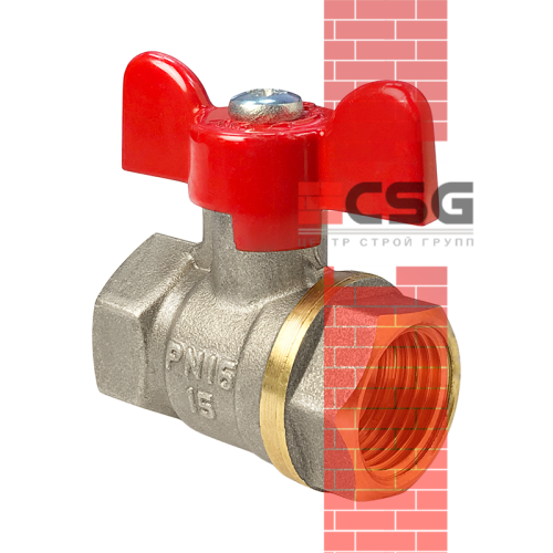 Кран шаровой латунь Стандарт 233 Ду15 Ру16 НР полнопроходной бабочка ГАЛЛОП 103203 арт.1213337CDEK